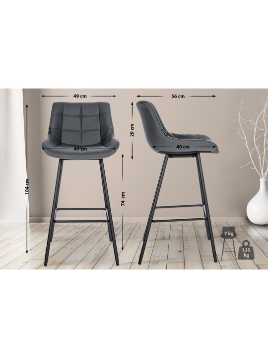 Barová stolička Weston z umelej kože, sivá