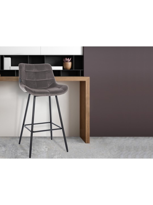 Barová stolička Weston velvet, sivá