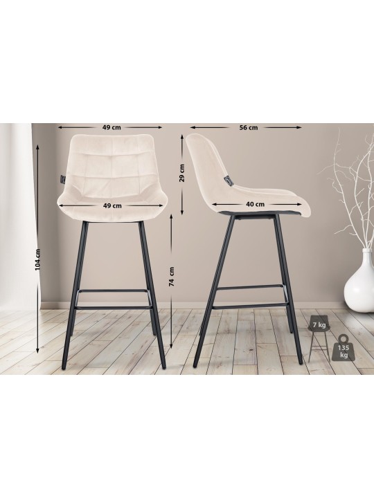 Barová stolička Weston velvet, krémová