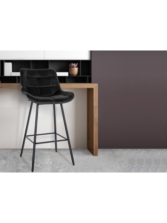 Barová stolička Weston velvet, čierna
