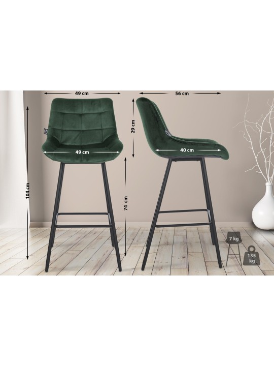 Barová stolička Weston velvet, tmavozelená