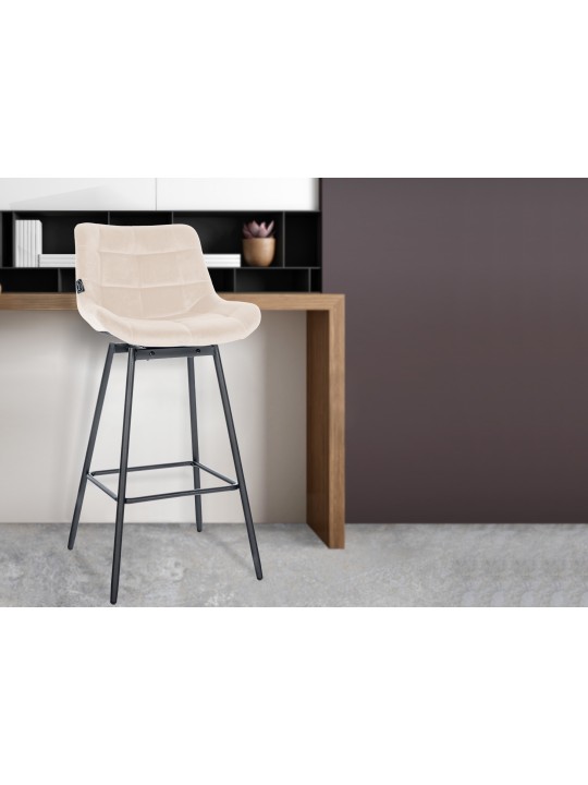 Otočná barová stolička Weston Velvet, krémová