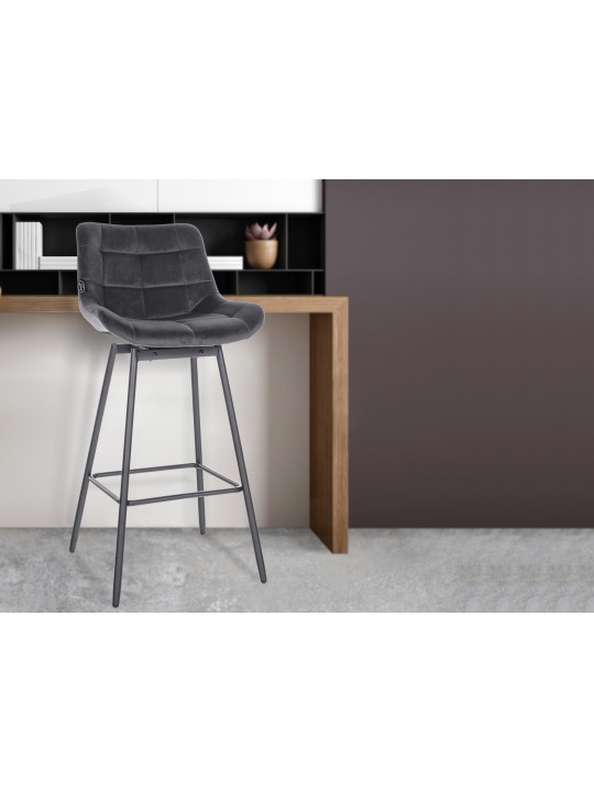 Otočná barová stolička Weston Velvet, tmavosivá