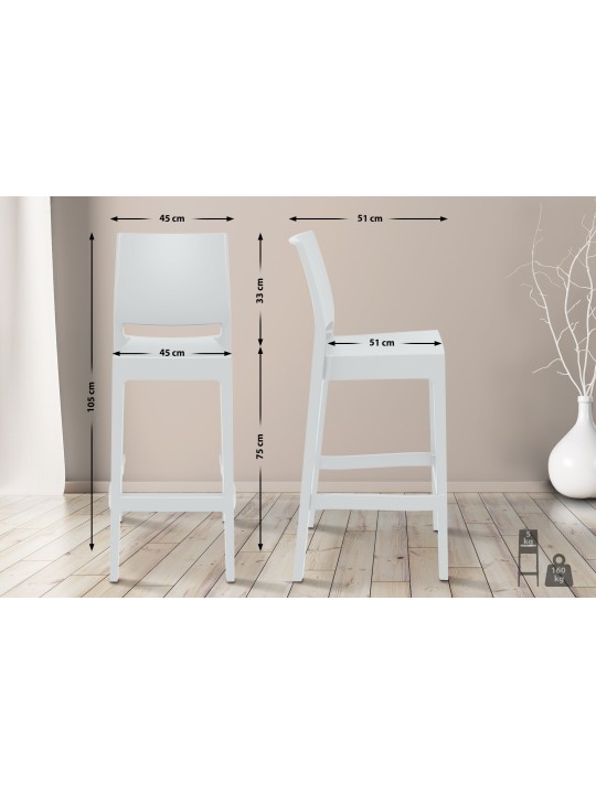 Sada 2 barových stoličiek Maya, biela