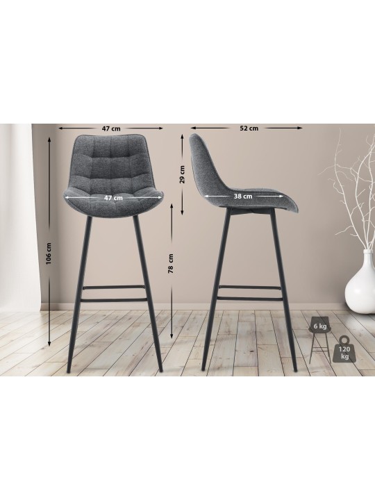 Barová stolička Dartford látka, tmavosivá