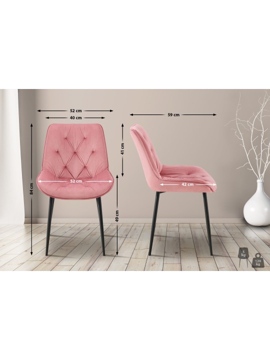 Zamatová jedálenská stolička Wallace, ružová