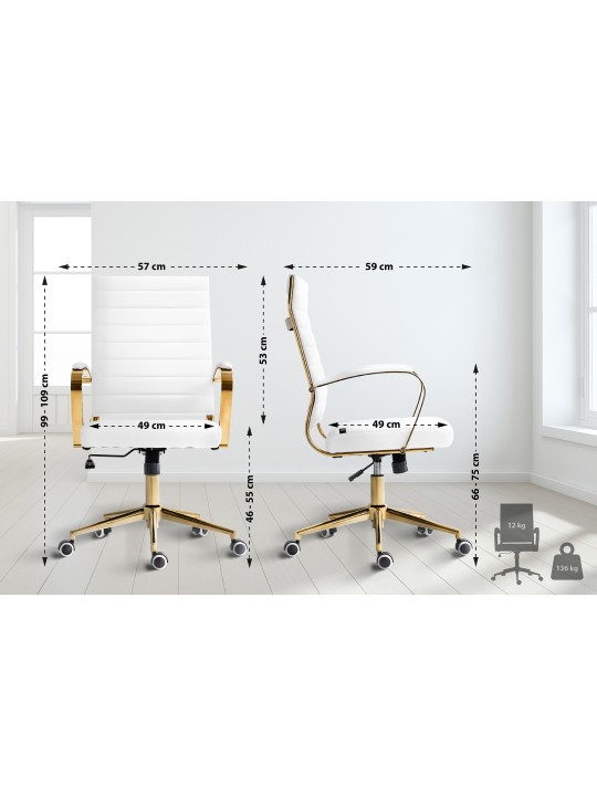 Kancelárske kreslo Havana z umelej kože, biela