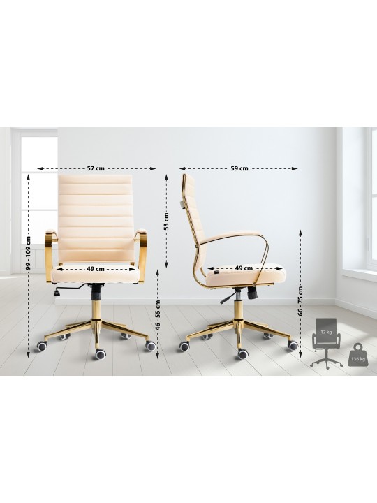 Kancelárske kreslo Havana z umelej kože, krémová