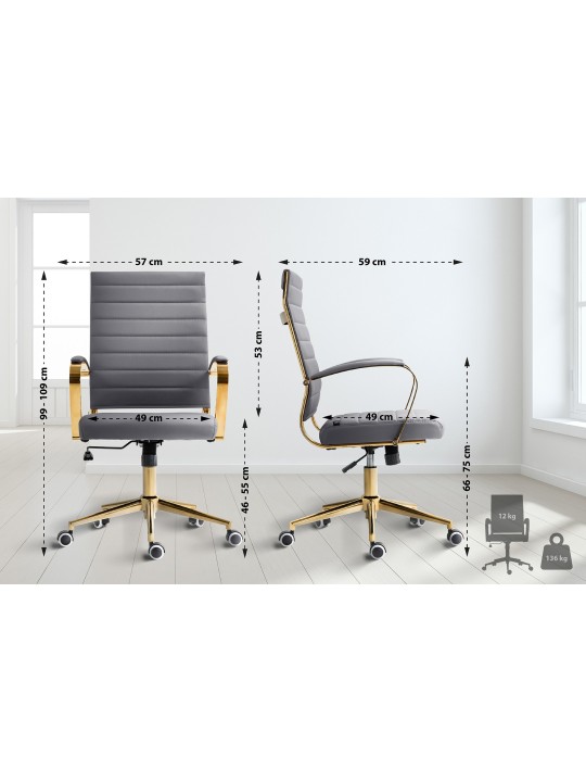 Kancelárske kreslo Havana z umelej kože, sivá