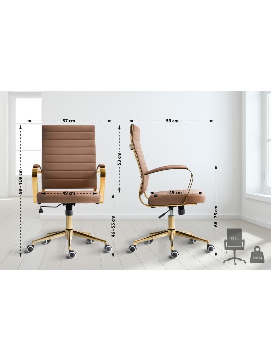 Kancelárske kreslo Havana z umelej kože, svetlohnedá