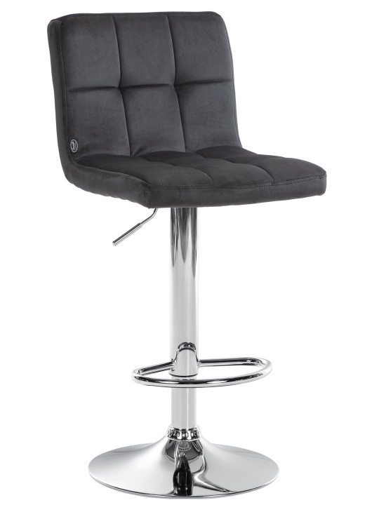 Barová stolička Peru zamatový chróm, čierna