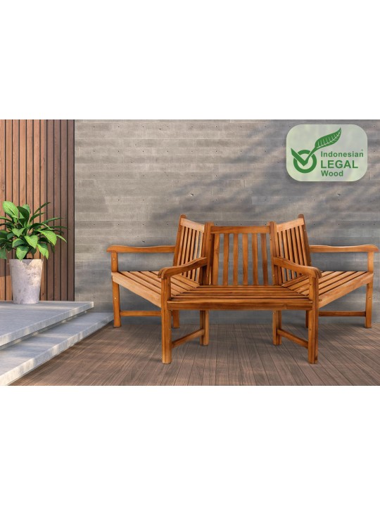 Lavička na strom Kenna s podrúčkou polkruhová 200 cm, teak