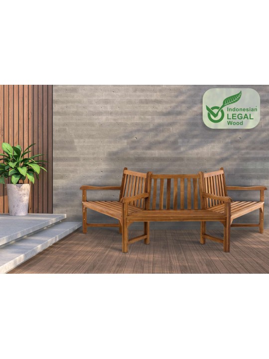 Lavička na strom Kenna s podrúčkou polkruhová 250 cm, teak