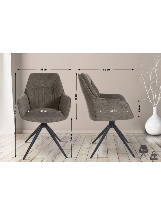 Jedálenská stolička Jules látka, tmavosivá