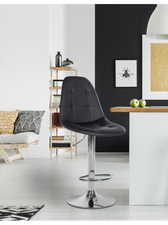 Barová stolička Elmore imitácia kože C, čierna