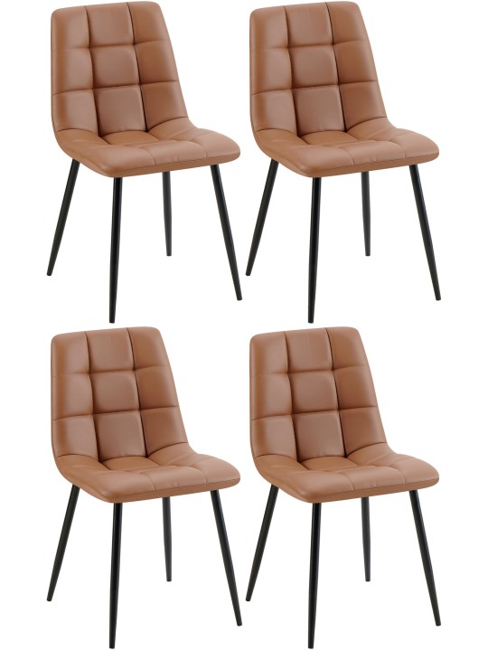 Sada 4 jedálenských stoličiek Antibes z umelej kože, tmavohnedá