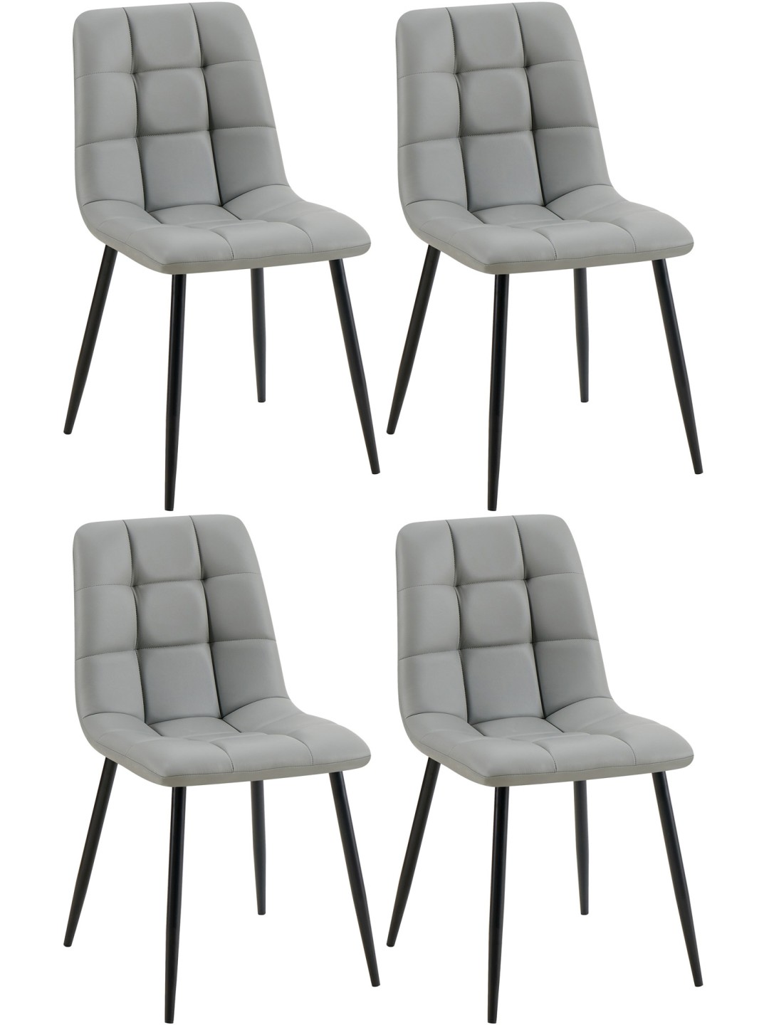 Sada 4 jedálenských stoličiek Antibes z umelej kože, svetlosivá