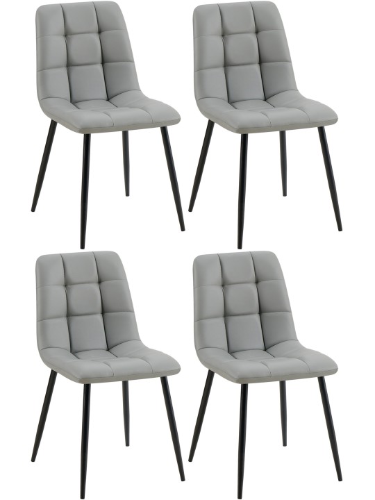 Sada 4 jedálenských stoličiek Antibes z umelej kože, svetlosivá