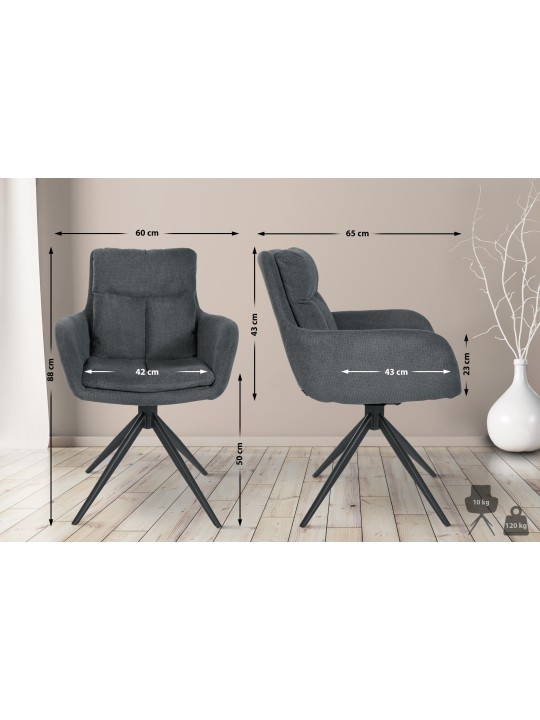 Jedálenská stolička Vilas látka, tmavosivá