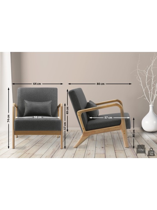 Tkanina na sklopenie kresla, tmavosivá