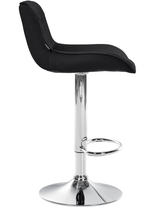 Barová stolička Vonore látka chróm, čierna