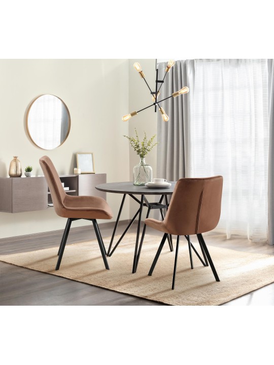 Zamatová jedálenská stolička Lewes, hnedá