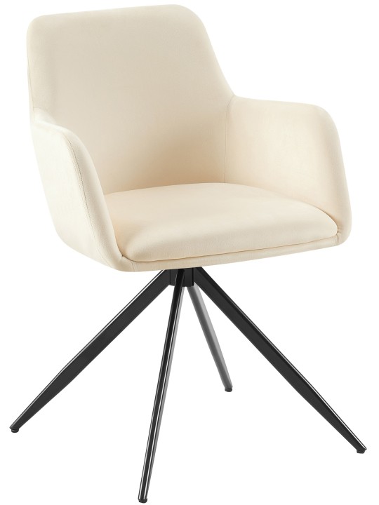 Zamatová jedálenská stolička Olema, krémová