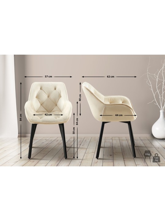 Jedálenská stolička Antigo velvet, krémová