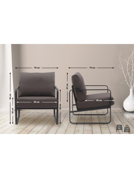 Lehátko Manea z umelej kože, hnedá