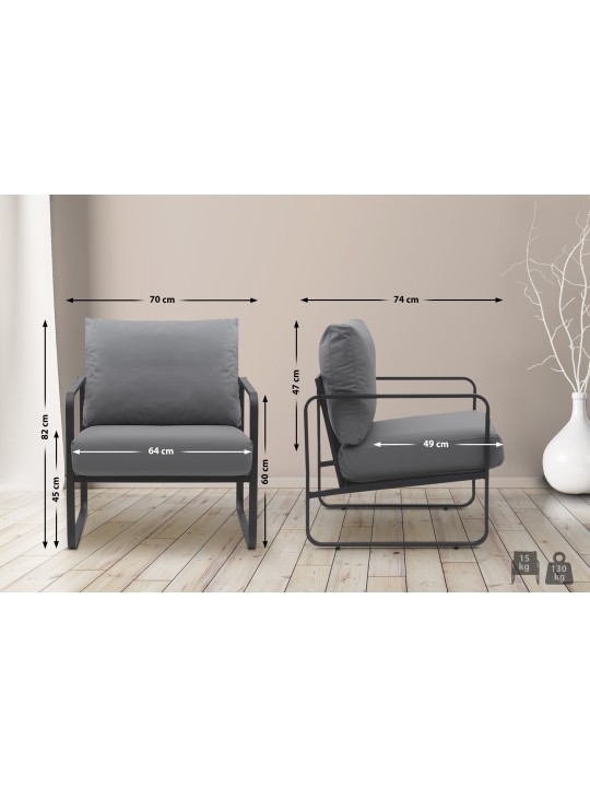 Lehátko Manea z umelej kože, sivá