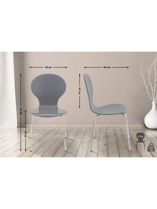 Sada 4 kresiel pre návštevníkov Diego, sivá