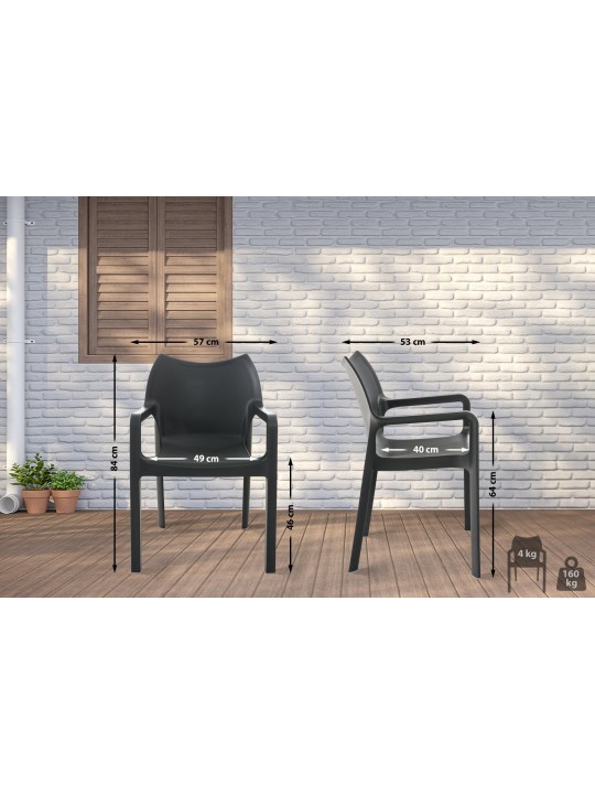 Stolička Diva, tmavosivá