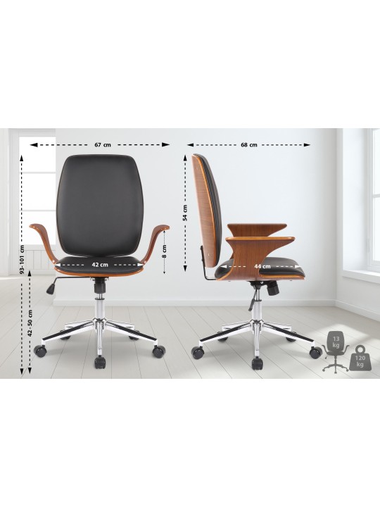 Kancelárske kreslo Burbank z umelej kože, orech/čierna