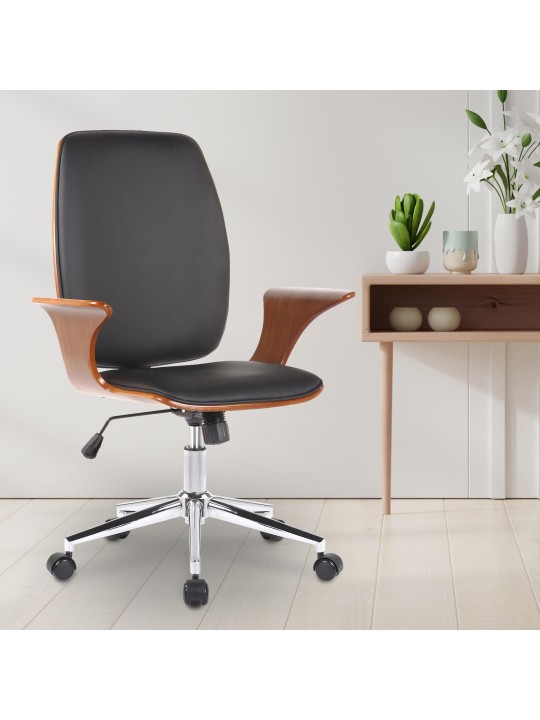 Kancelárske kreslo Burbank z umelej kože, orech/čierna