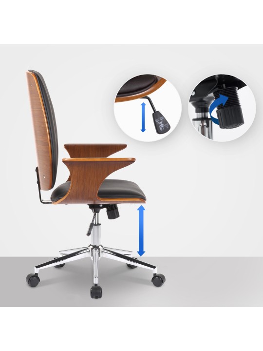 Kancelárske kreslo Burbank z umelej kože, orech/čierna