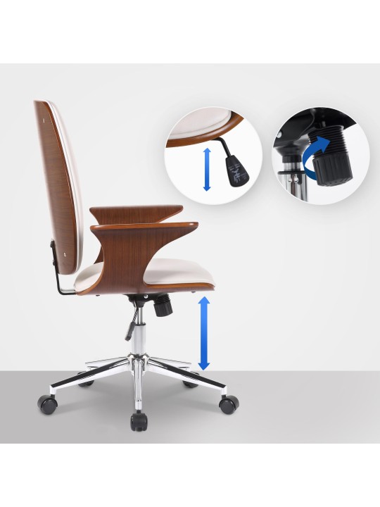 Kancelárske kreslo Burbank z umelej kože, orech/biela