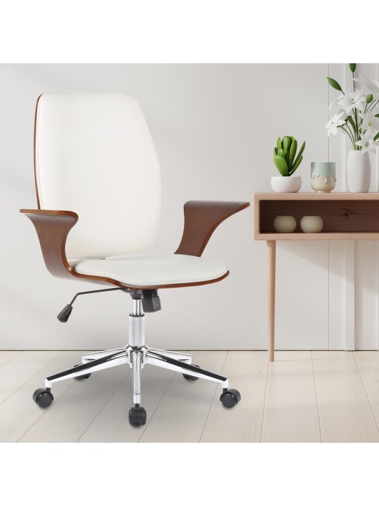 Kancelárske kreslo Burbank z umelej kože, orech/biela
