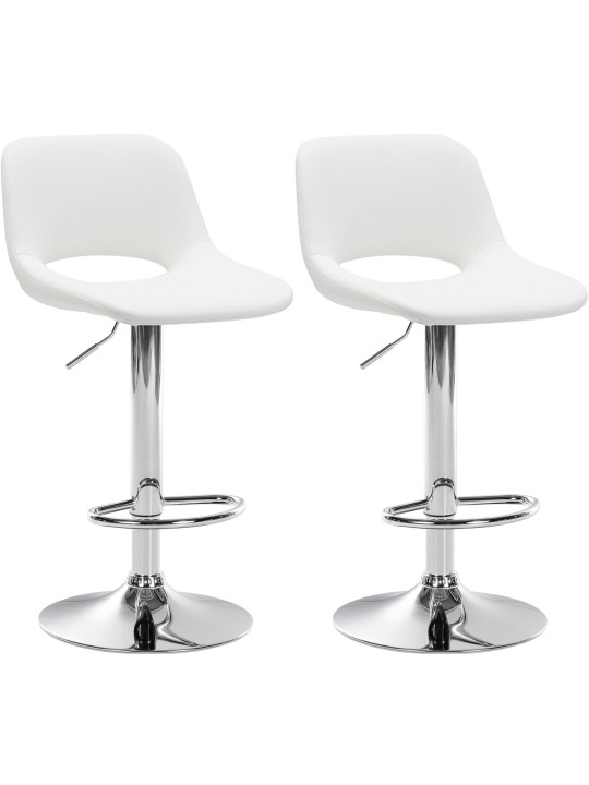 Sada 2 barových stoličiek Camden z umelej kože chróm, biela
