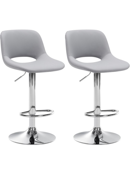 Sada 2 barových stoličiek Camden z umelej kože chróm, sivá