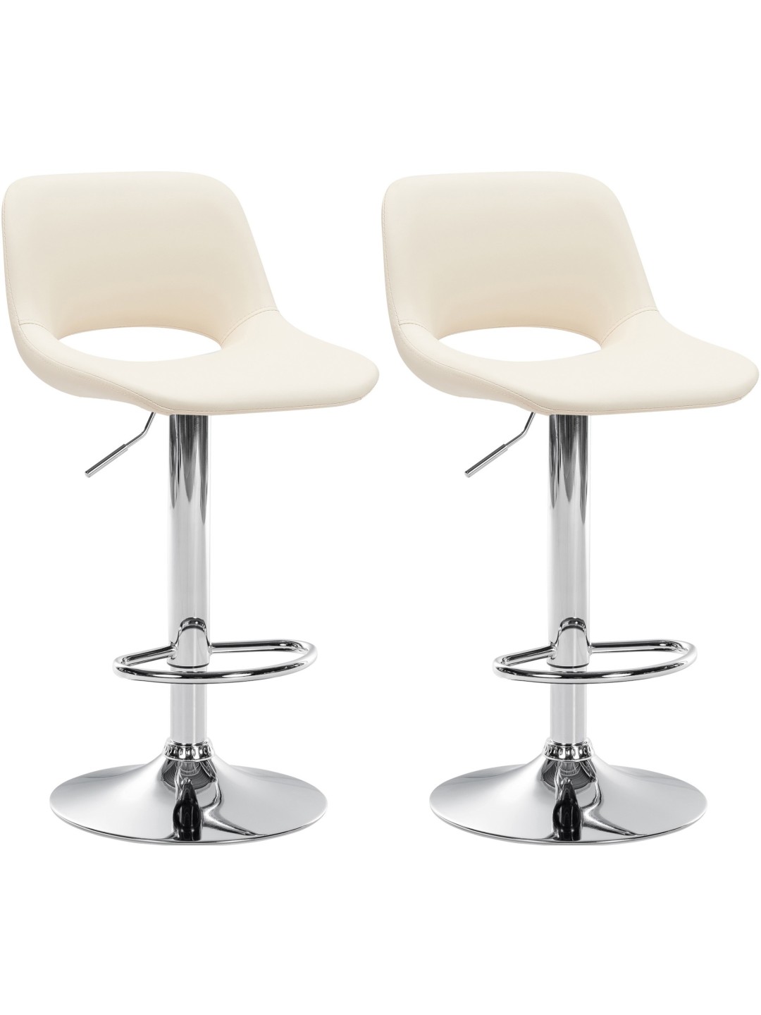 Sada 2 barových stoličiek Camden z umelej kože chróm, krémová