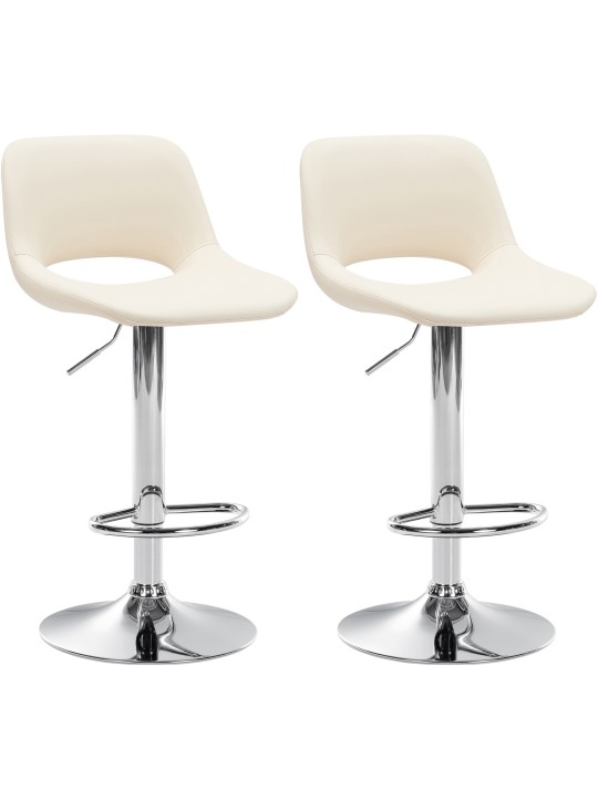 Sada 2 barových stoličiek Camden z umelej kože chróm, krémová