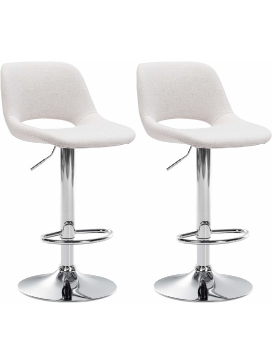 Sada 2 barových stoličiek Camden látka chróm, krémová