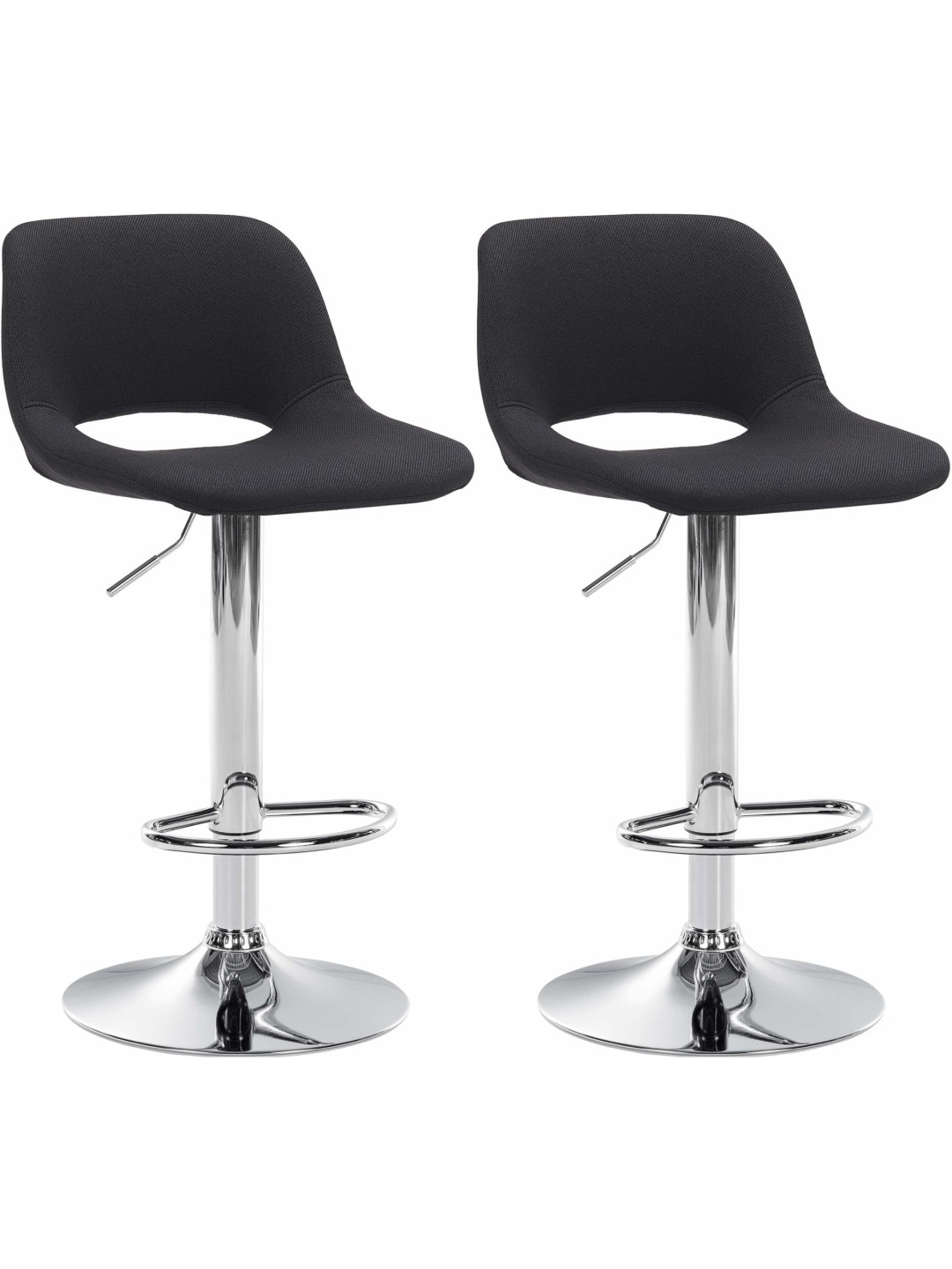 Sada 2 barových stoličiek Camden látka chróm, čierna