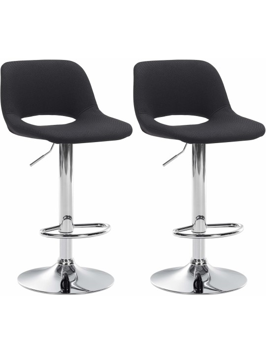 Sada 2 barových stoličiek Camden látka chróm, čierna