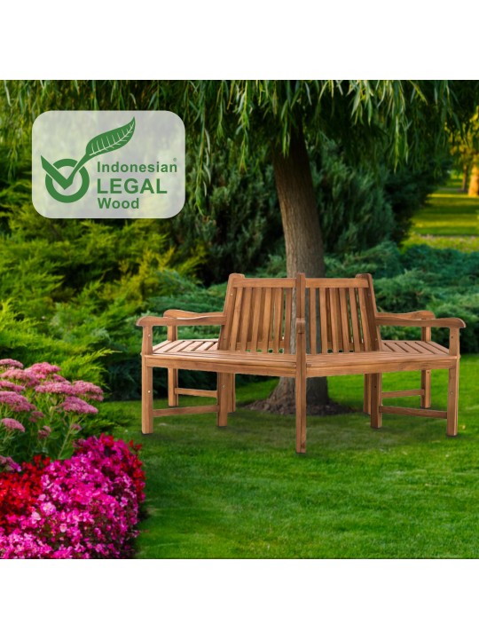 Lavička na strom Sonja s podrúčkami 200 cm, teak