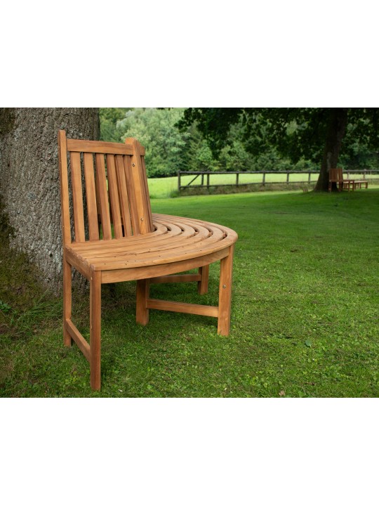 Lavička na strom Pánska 206cm polkruhová s opierkou, hnedá