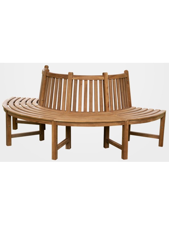 Lavička na strom Pánska 206cm polkruhová s opierkou, hnedá