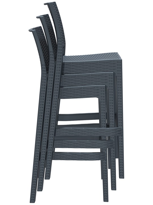 Sada 4 barových stoličiek Jamajka, tmavosivá