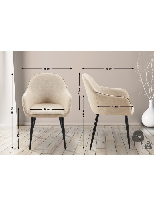 Jedálenská stolička Boise látka, šedohnedá