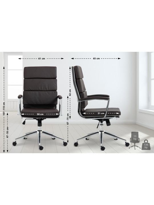 Kancelárske kreslo Cleveland z umelej kože, hnedá